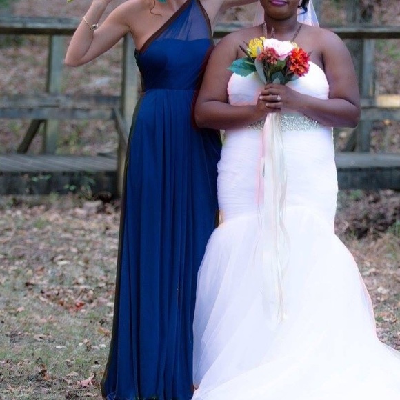 Long Mesh Dress with One Shoulder Neckline - Picture 8 of 8